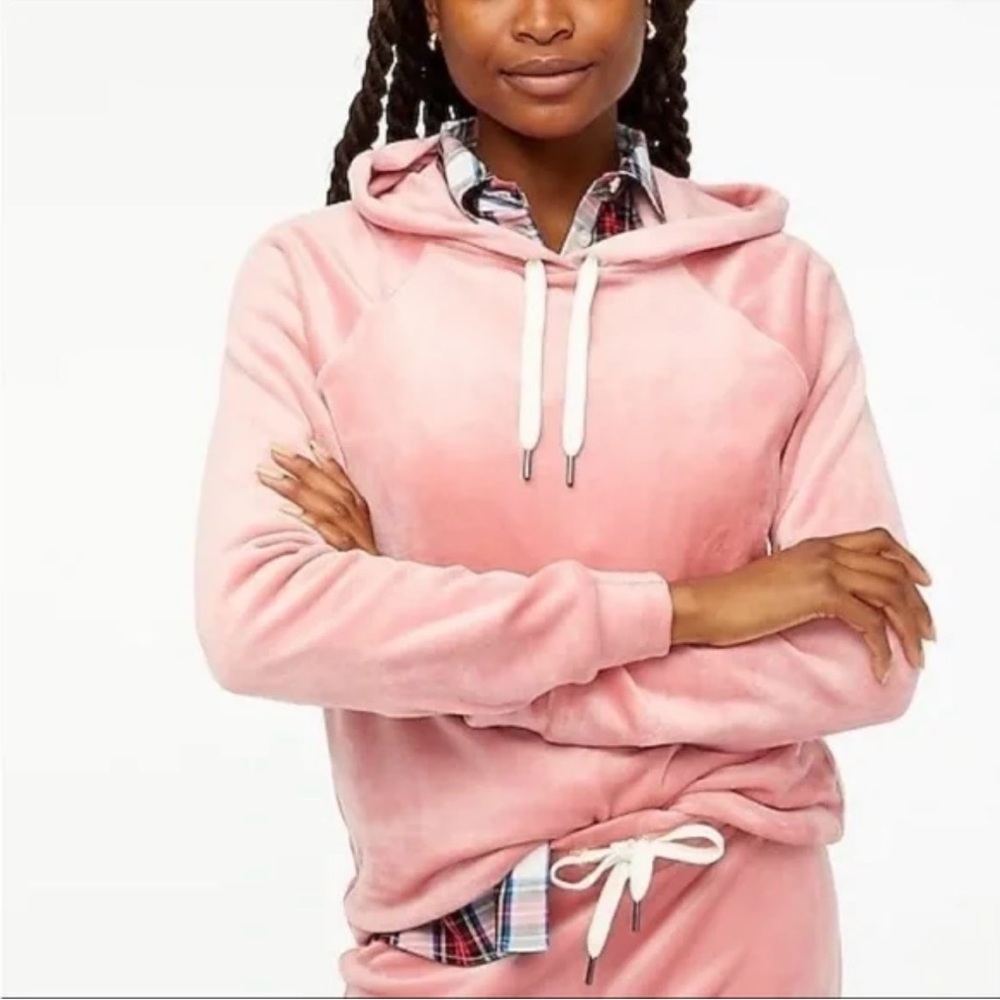 J.Crew Crushed Velvet Hoodie Sweatshirt Pink Women’s XL